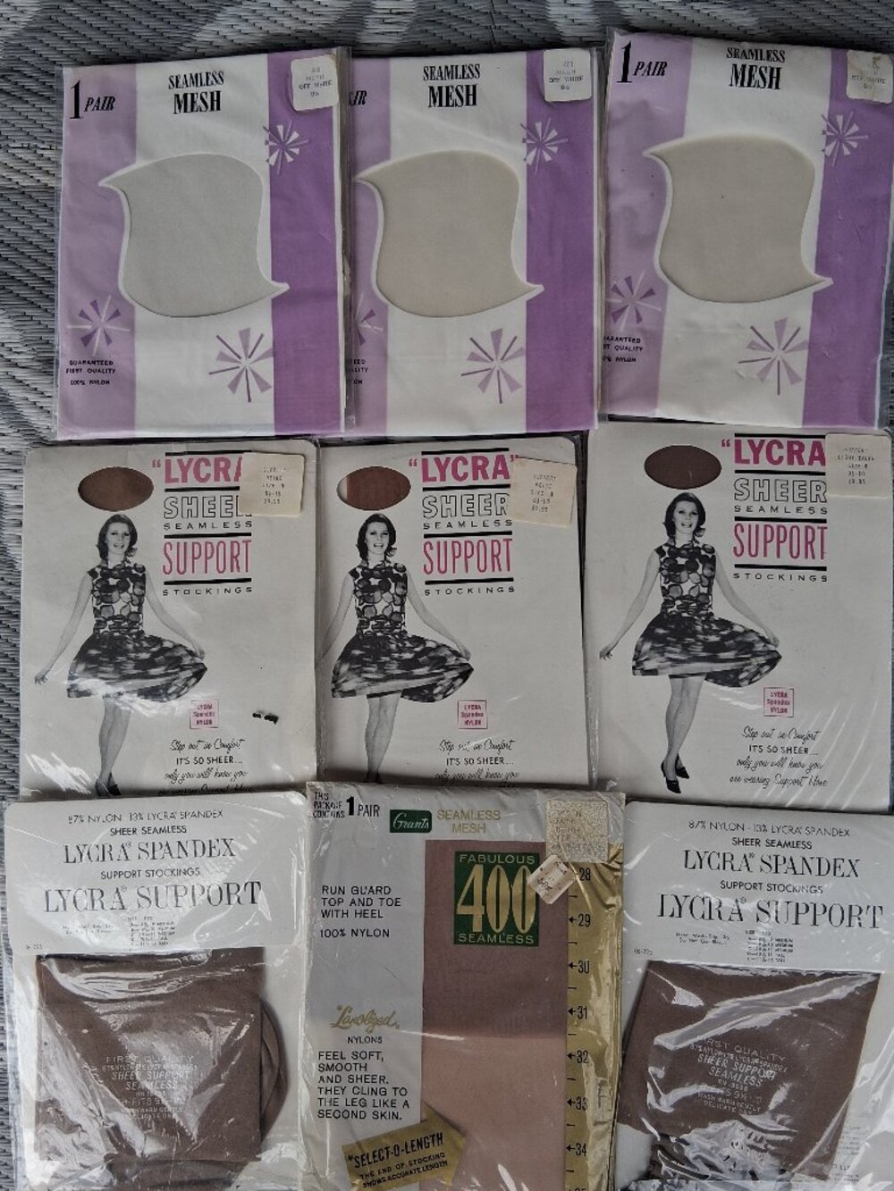 Nine ( 9) Pair of VINTAGE Nylons Stockings in Original packages  Wholesale LOT